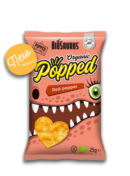BIOSAURUS red lentil popped snack with red pepper